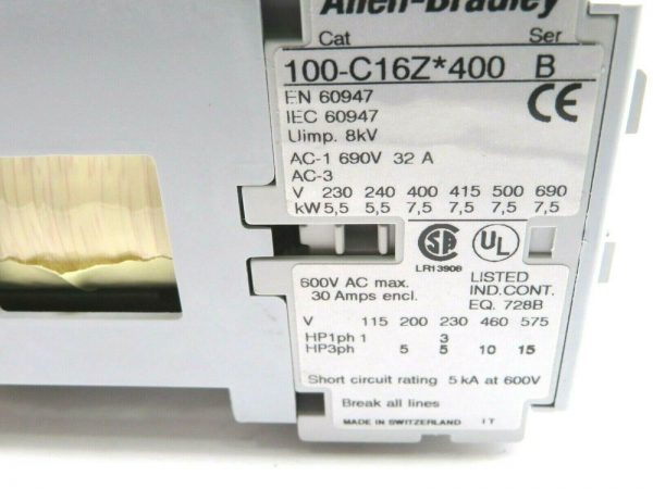 NEW ALLEN BRADLEY 100-C16ZJ400 CONTACTOR SER B 100C16ZJ400 - Image 4