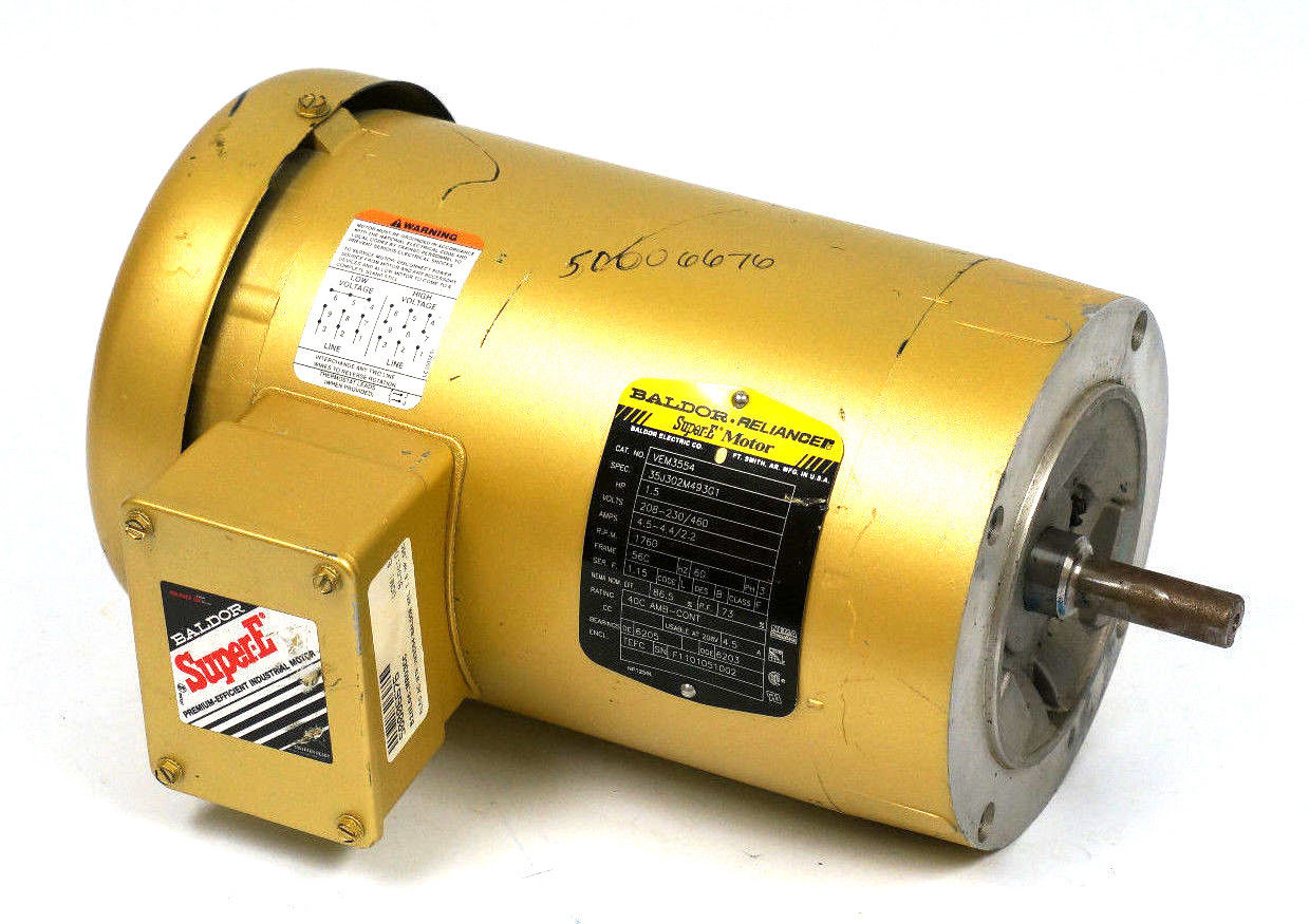 NEW BALDOR RELIANCE VEM3554 SUPER-E MOTOR 35J302M493G1 1.5HP, 208-230/460V