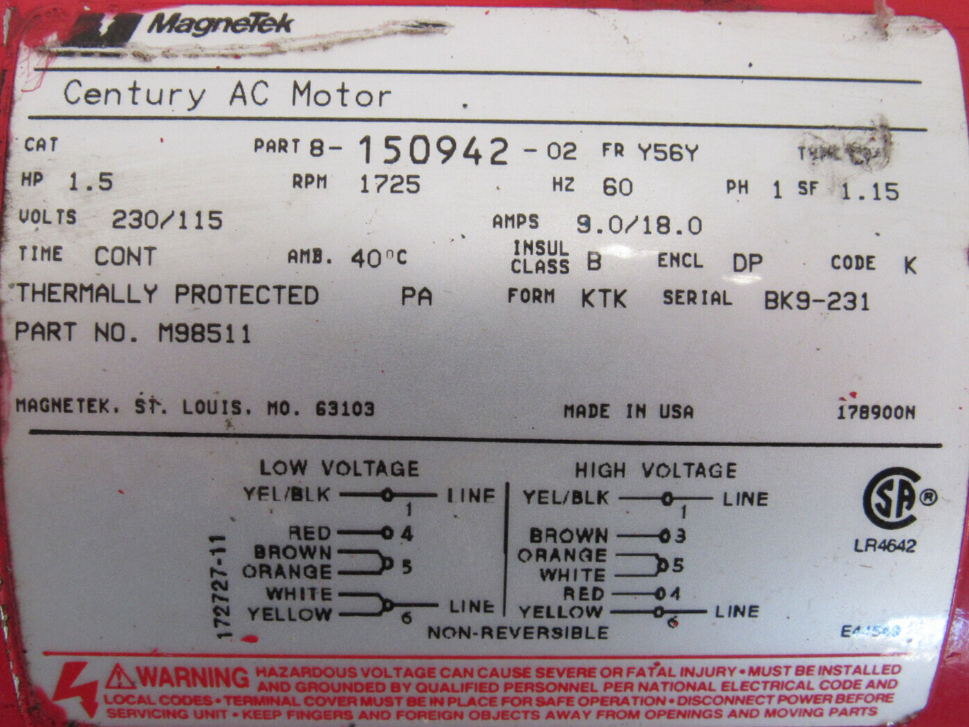 NEW BELL & GOSSETT MODEL 60 PUMP 1.5HP 20S-L29 172553 230/115V 8-150942-02 - Image 6