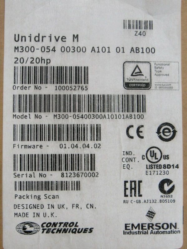 NEW CONTROL TECHNIQUES M300-054-00300-A101-01-AB100 UNIDRIVE M300 20HP - Image 5