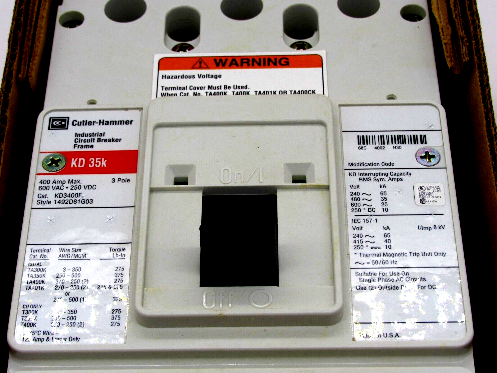 NEW CUTLER HAMMER KD3400 CIRCUIT BREAKER W/KT3400T TRIP UNIT KD3400F - Image 4