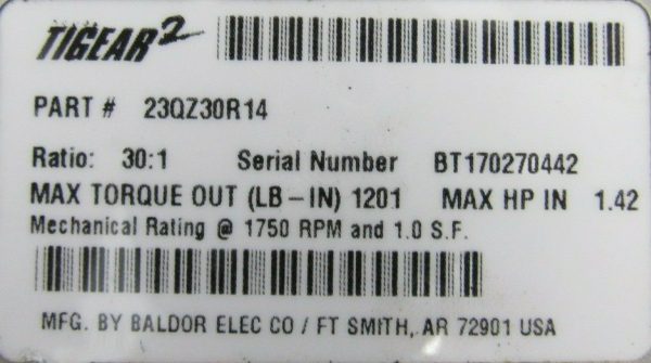 NEW DODGE 23QZ30R14 TIGEAR GEAR REDUCER 30:1 - Image 4