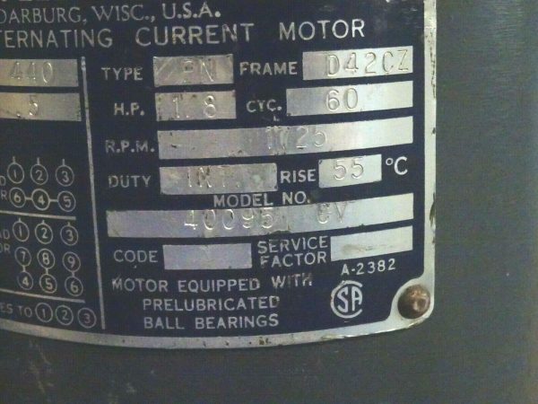 NEW DOERR ELECTRIC 40095 CV ALTERNATING CURRENT MOTOR - Image 5