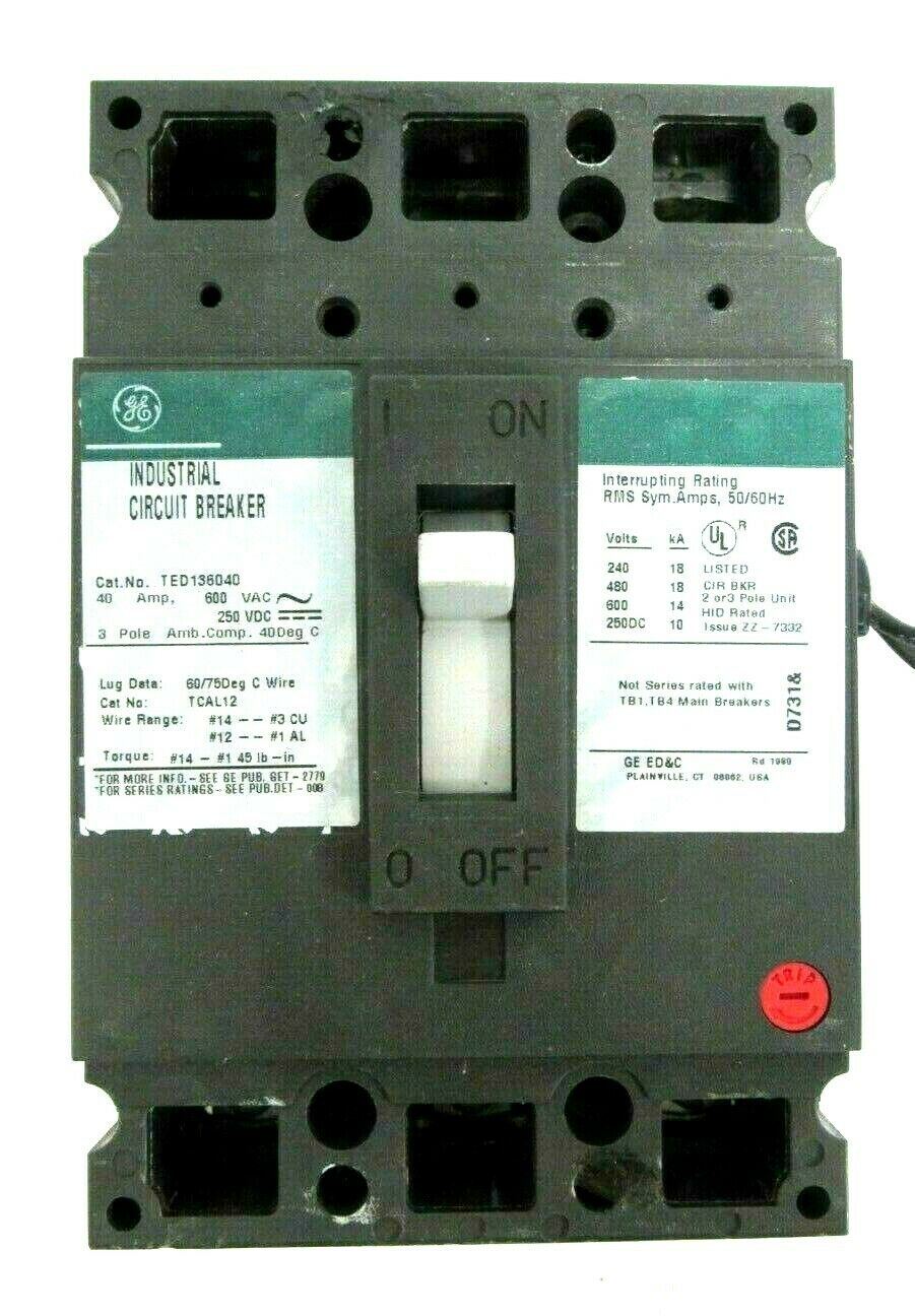 NEW GE TED136040 CIRCUIT BREAKER 40A 600VAC 3 POLE - Image 4