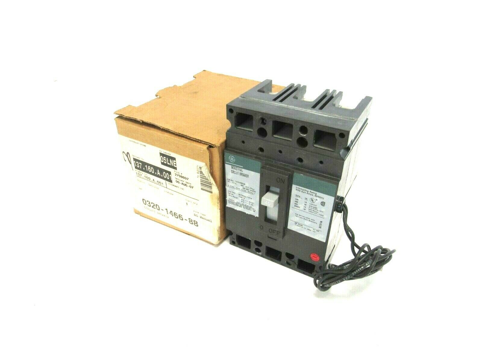 NEW GE TED136040 CIRCUIT BREAKER 40A 600VAC 3 POLE