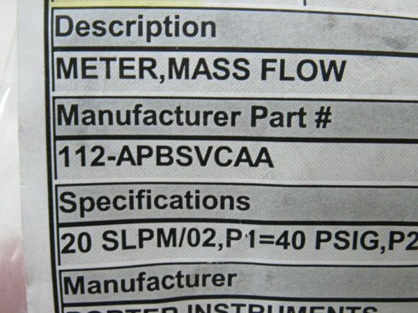NEW PORTER 112-APBSVCAA MASS FLOW METER CONTROLLER LB-366 112APBSVCAA - Image 5