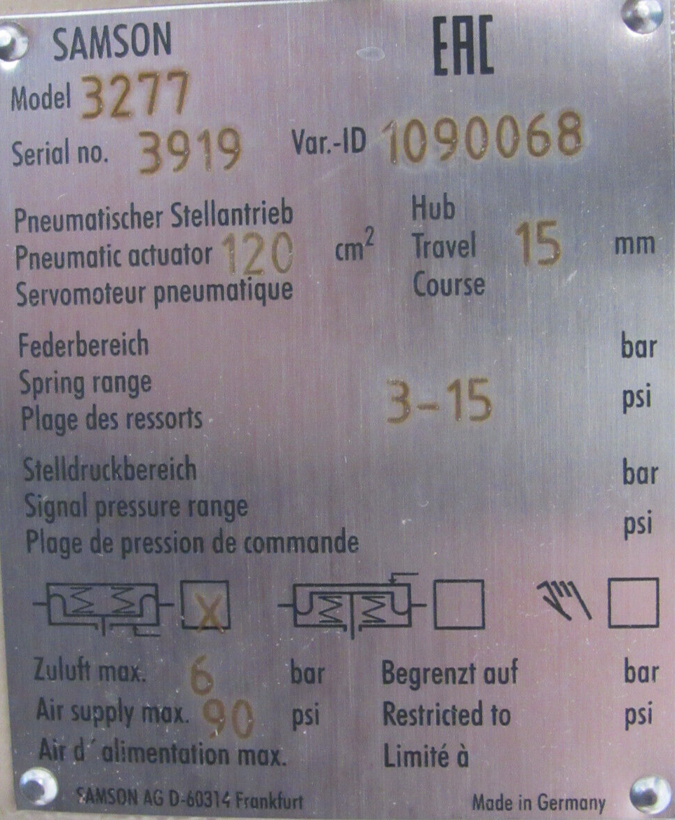 NEW SAMSON 3277 CONTROL VALVE 1/2" 3725-1300000000.00 - Image 5
