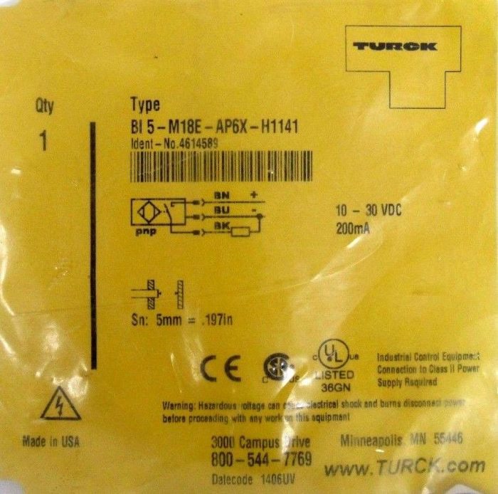 NEW TURCK BI5-M18E-AP6X-H1141 PROXIMITY SWITCH BI5M18EAP6XH1141 - Image 3