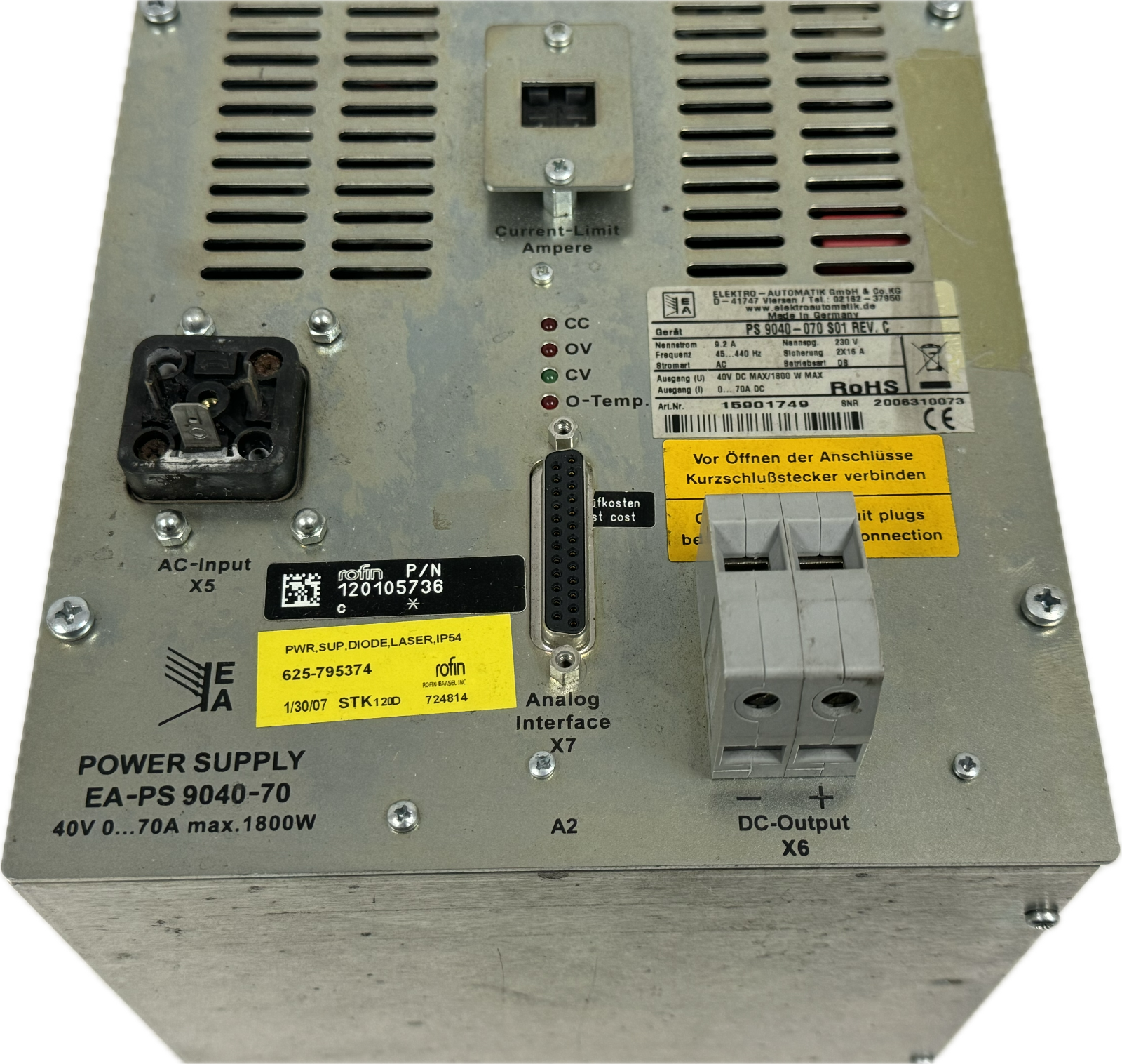 USED ELEKTRO-AUTOMATIK PS 9040-070 POWER SUPPLY 15901749 120105736 - Image 5
