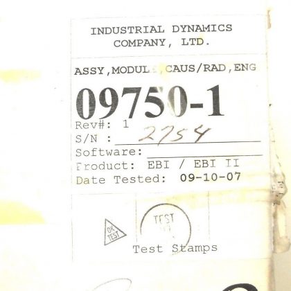 INDUSTRIAL DYNAMICS 09750-1 ASSY. MODULE 097501