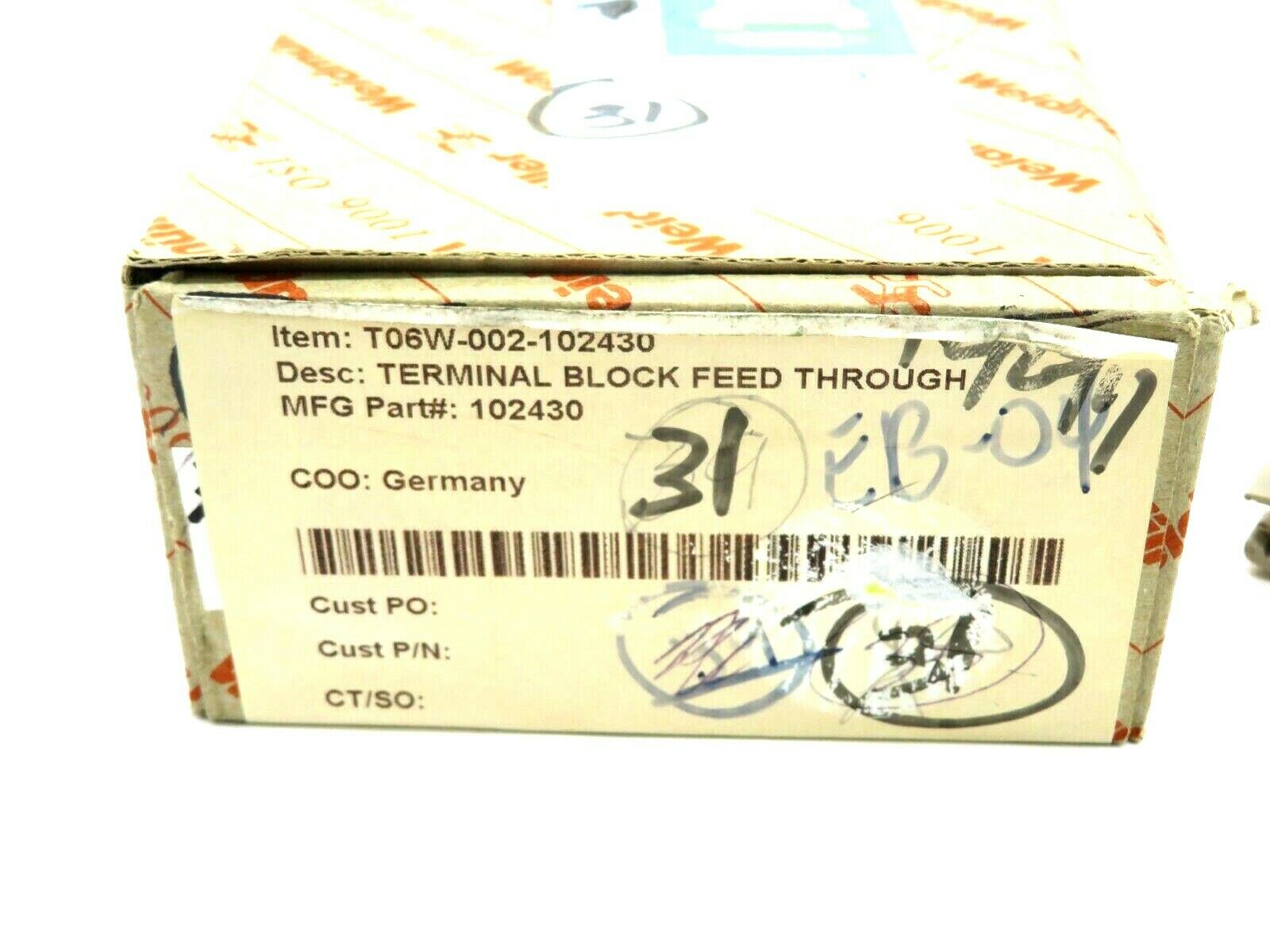 NEW 31 PCS WEIDMULLER WDU-2.5/TC TYPE J TERMINAL BLOCK WDU25TC - Image 5
