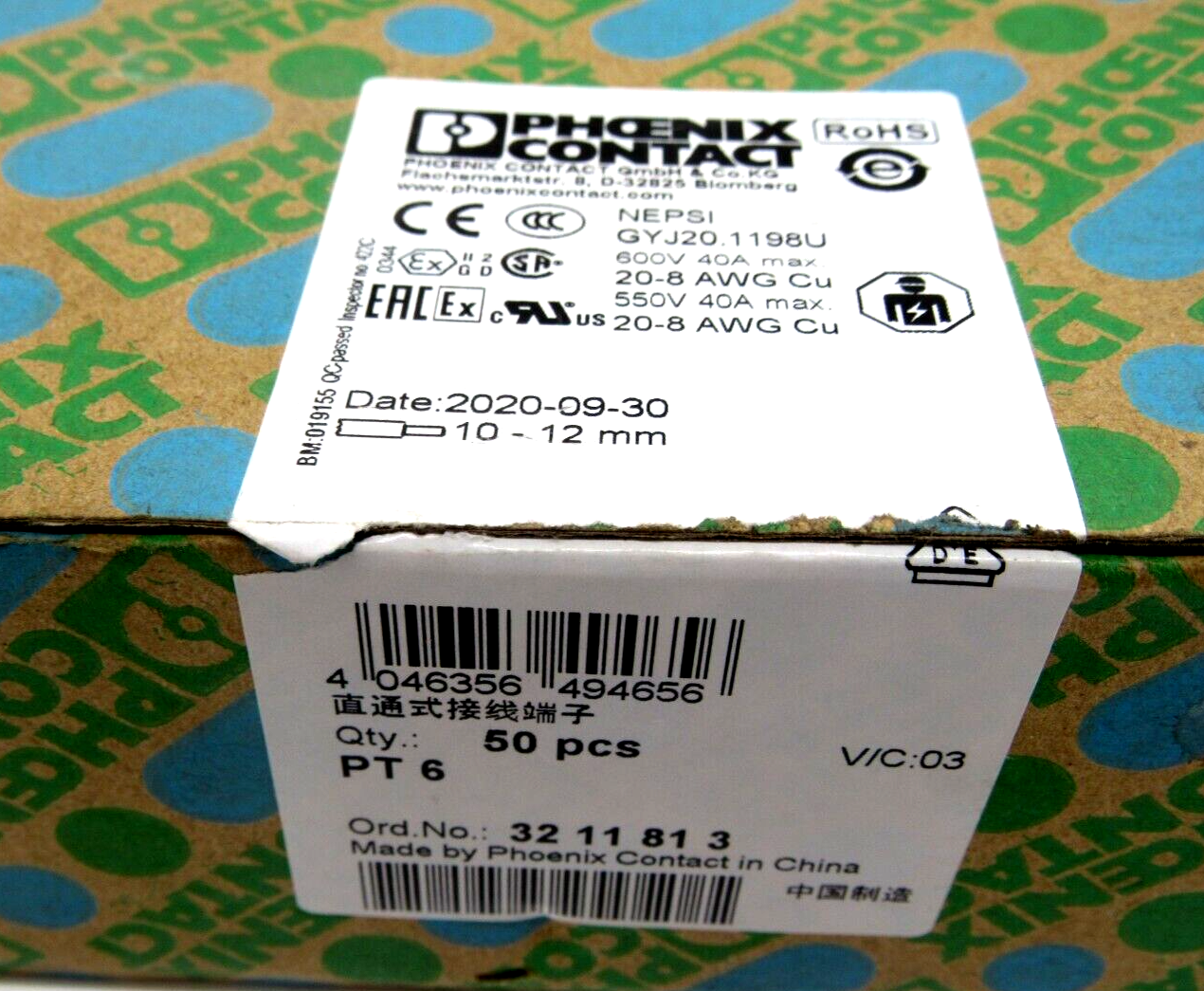 NEW 39 PCS PHONEIX CONTACT 3211813 TERMINAL BLOCK PT 6 - Image 6