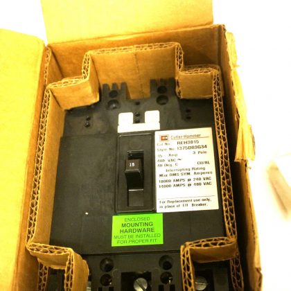 NEW EATON CUTLER HAMMER REH3015 CIRCUIT BREAKER 15AMP 480VAC 3 POLE 1375D83G34