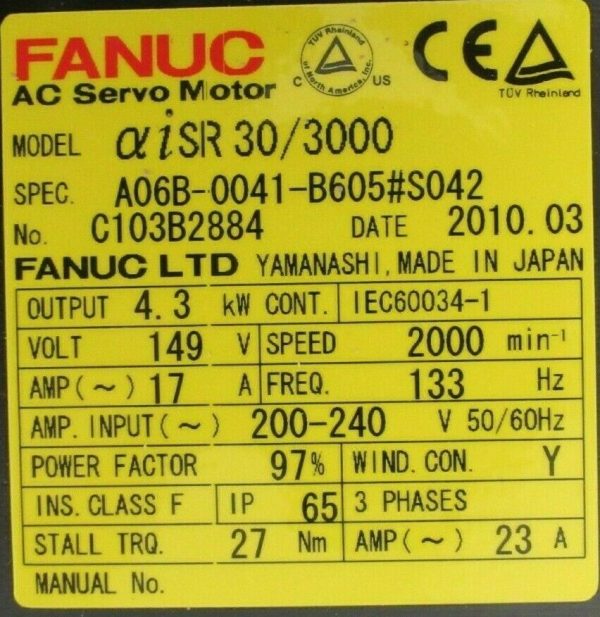 NEW FANUC A06B-0041-B605#S042 SERVO MOTOR A06B0041B605S042 A860-2010-T341 - Image 5