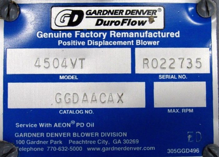 NEW GARDNER DENVER 4504VT POSITIVE DISPLACEMENT BLOWER GGDAACAX - Image 8