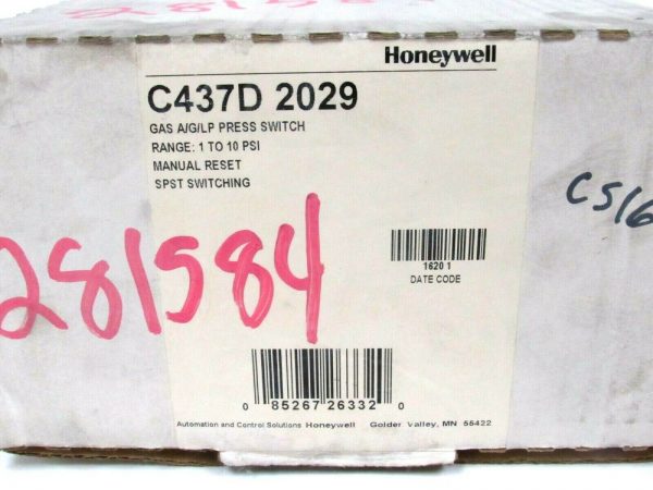 NEW HONEYWELL C437D-2029 GAS PRESSURE SWITCH C437D2029 - Image 3