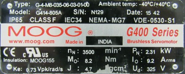 NEW MOOG G414-805A SERVO MOTOR G414805A G-4-M8-035-06-03-01-00 - Image 5