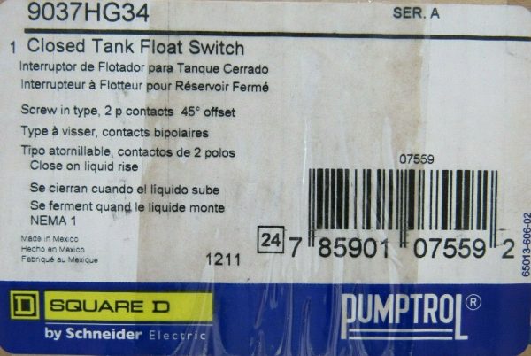 NEW SQUARE D 9037-HG34 CLOSED TANK FLOAT SWITCH SER A 9037HG34 - Image 4