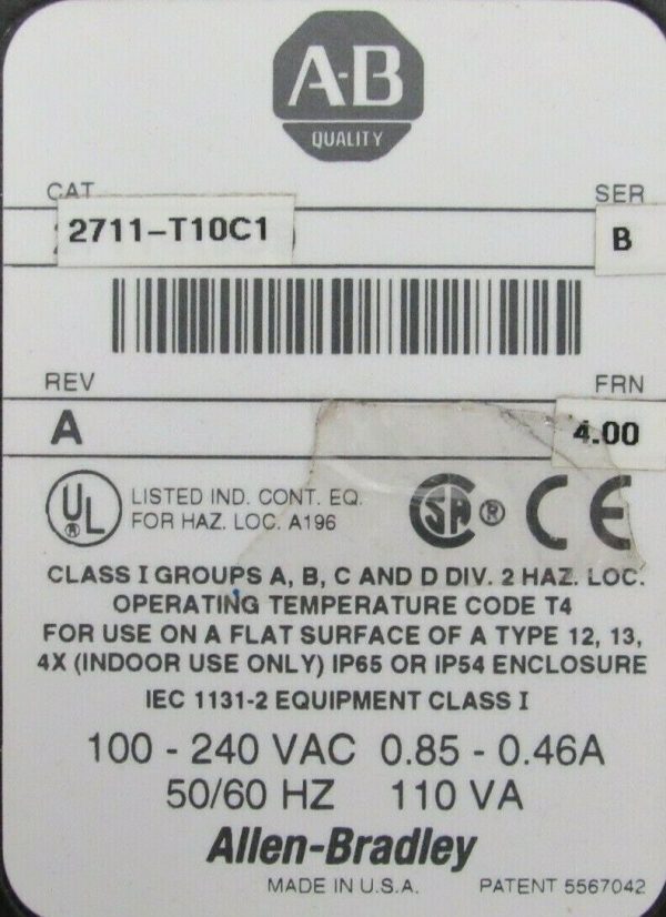 REFURBISHED ALLEN BRADLEY 2711-T10C1 PANELVIEW 1000 SER. B 2711T10C1 - Image 6