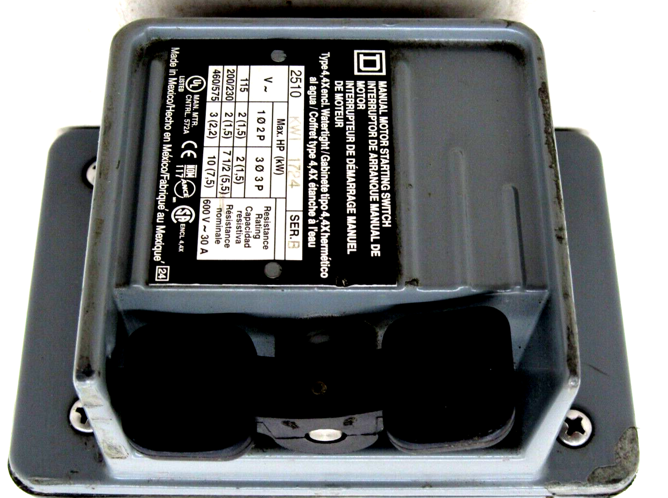 MOTORE ELETTRICO MANUALE INOX QUADRATO D 2510 Taglia-M0 2 poli 1 fase MOTORE ELETTRICO MANUALE INOX QUADRATO D 2510 Taglia-M0 2 poli 1 fase