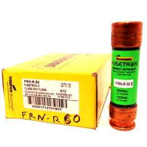 BOX OF 10 NEW BUSSMANN FUSETRON FRN-R-50 FUSES FRNR50
