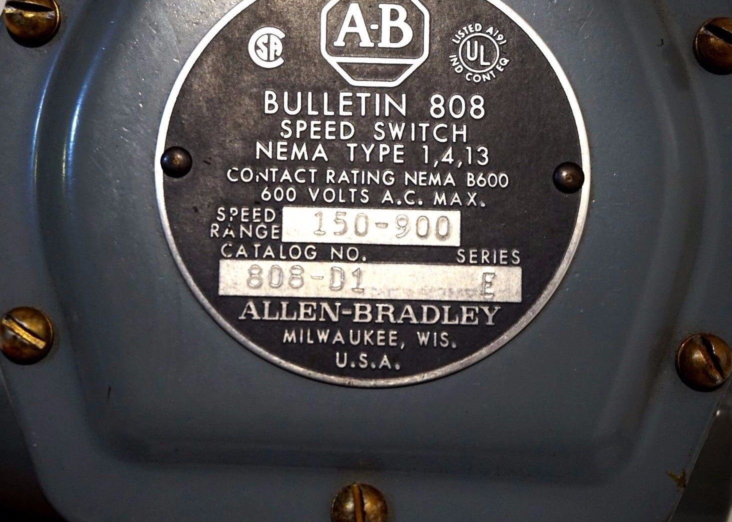 NEW ALLEN BRADLEY 808-D1 SPEED SWITCH SER.E 808D1 - Image 4