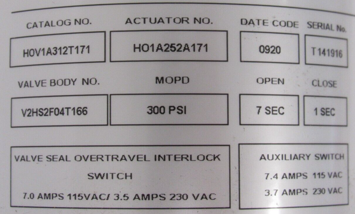 NEW ASCO HOV1A312T171 HYDRAMOTOR ACTUATOR 1" 120V HO1A252A171 300PSI - Image 5