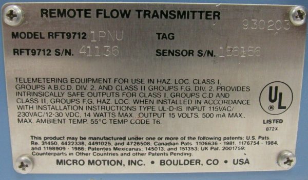 NEW MICRO MOTION RFT9712-1PNU FLOW TRANSMITTER RFT97121PNU - Image 4
