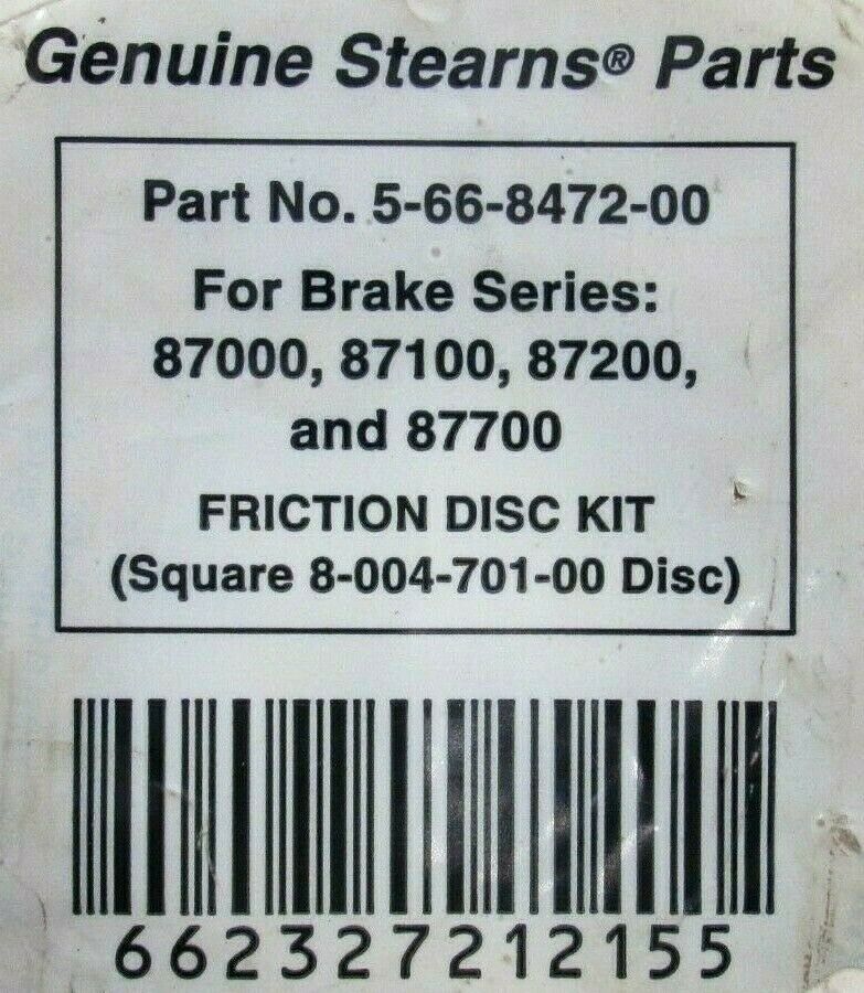 NEW STEARNS 5-66-8472-00 FRICTION DISC KIT 566847200 - Image 3