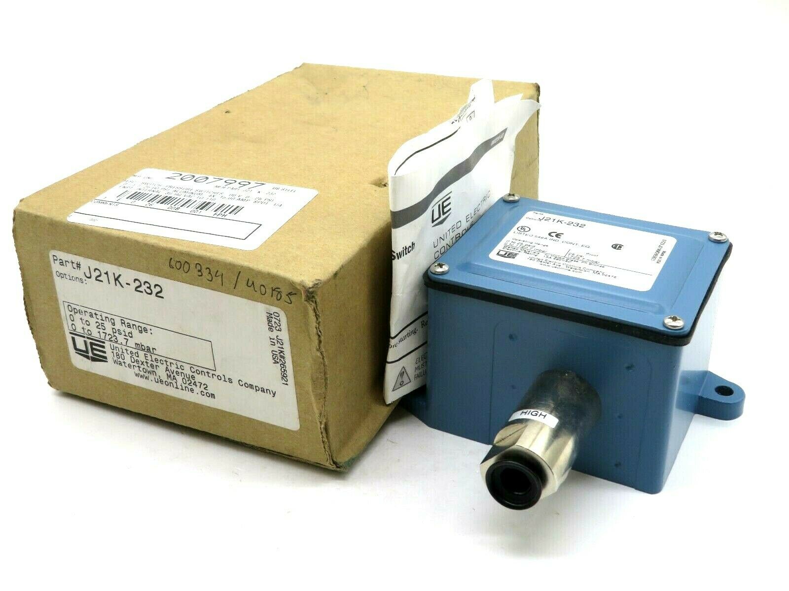 NEW UNITED ELECTRIC J21-K-232 PRESSURE SWITCHES J21K232