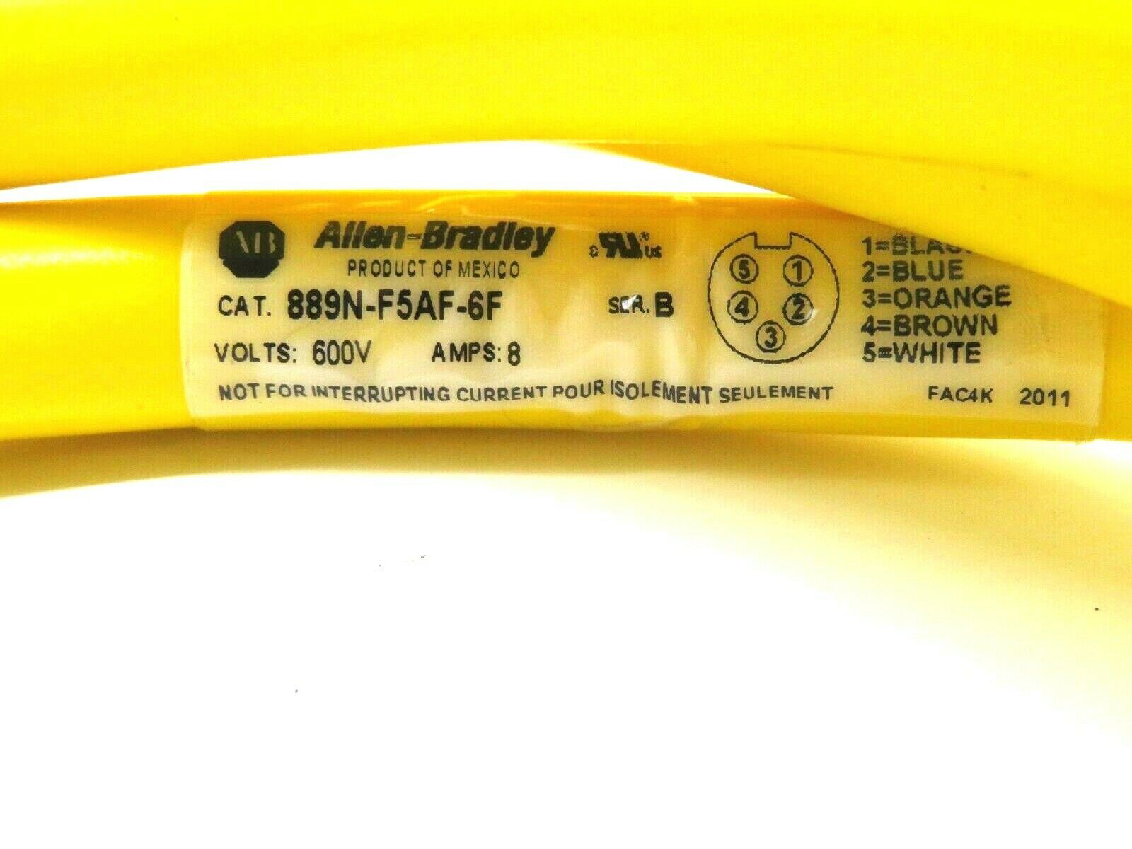 NEW ALLEN BRADLEY 889N-F5AF-6F QD CORDSET 6 FT CABLE SERIES B 889NF5AF6F - Image 3