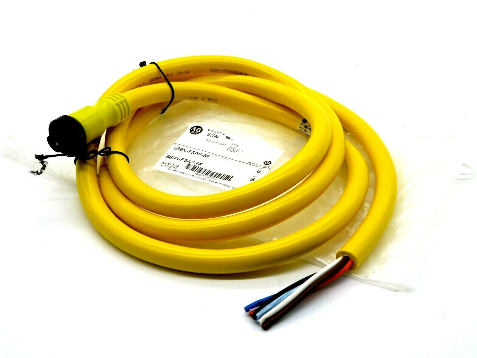 NEW ALLEN BRADLEY 889N-F5AF-6F QD CORDSET 6 FT CABLE SERIES B 889NF5AF6F