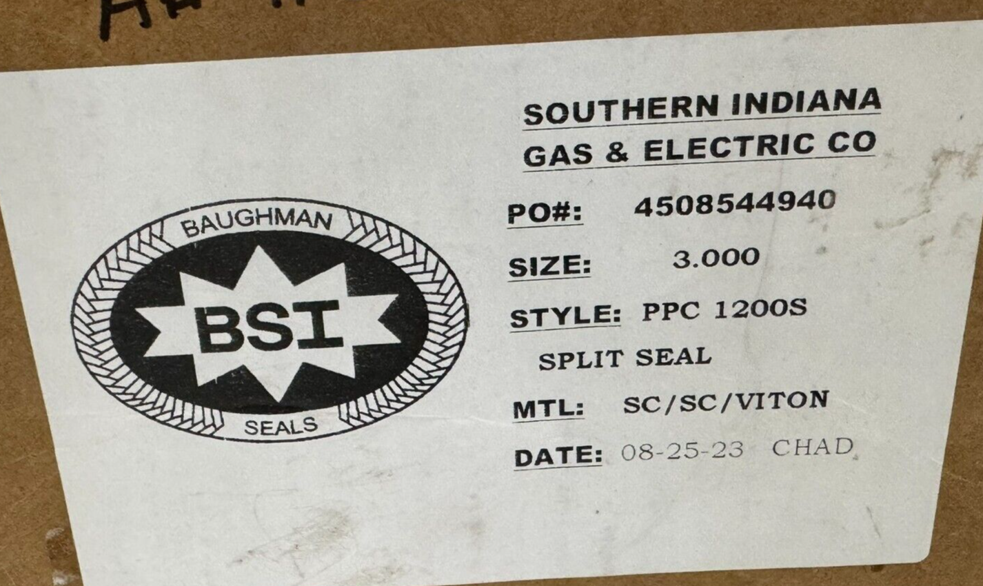 NEW BAUGHMAN SEALS PPC 1200S SPLIT SEAL SC/SC/VITON SIZE 3 - SB ...