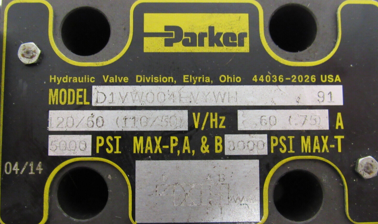 NEW PARKER D41VW006E5VYWH CONTROL VALVE D1VW004EVYWH 120V - Image 4