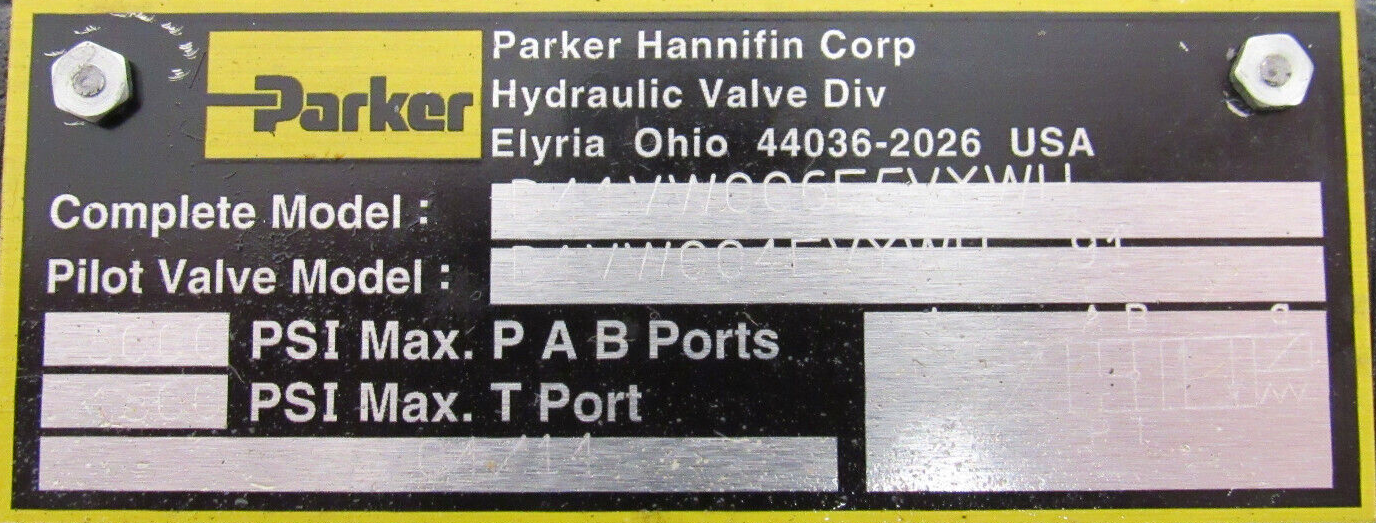 NEW PARKER D41VW006E5VYWH CONTROL VALVE D1VW004EVYWH 120V - Image 5