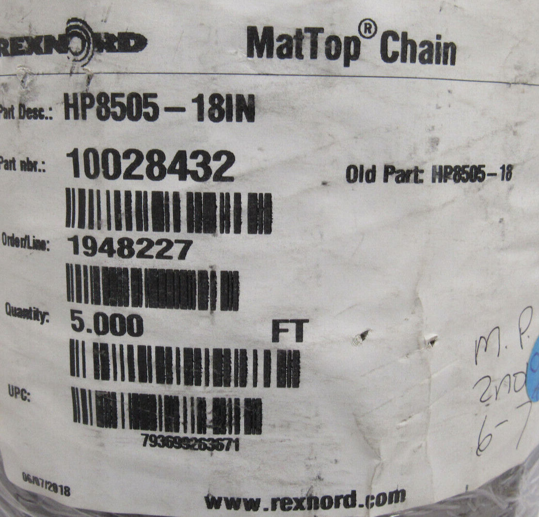 NEW REXNORD HP8505-18IN MATTOP CHAIN 10028432 5FT x 18IN - Image 3