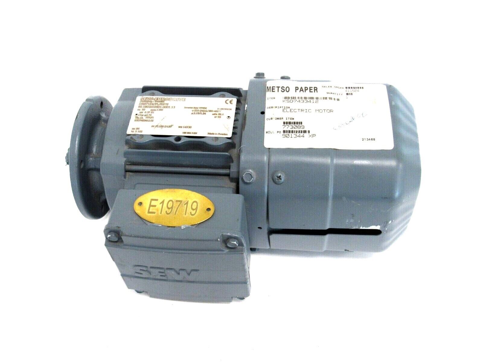 NEW SEW EURODRIVE DRS71S4/FL/ES7S MOTOR 220/242-420V DRS71S4FLES7S - Image 3