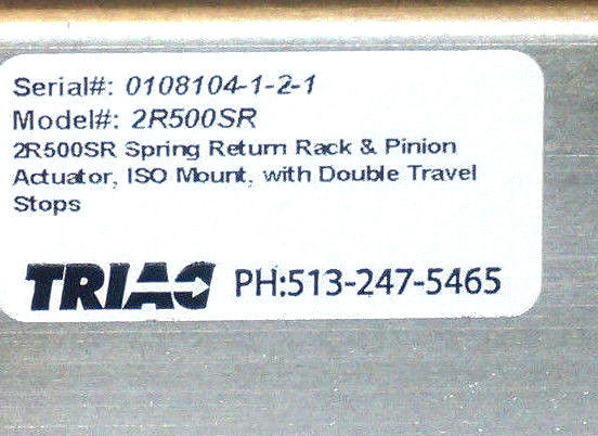 A Spring Return Rack NEW TRIAC 2R500SR SPRING RETURN RACK AND PINION ACTUATOR - SB ...