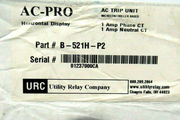 NEW UTILITY RELAY COMPANY B-521H-P2 TRIP UNIT B521HP2 - Image 4