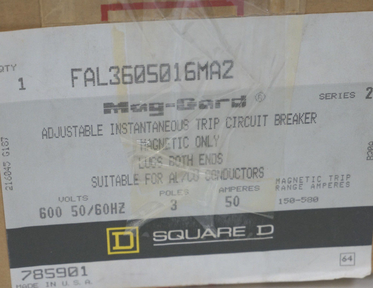 SQUARE D FAL3605016MA2 CIRCUIT BREAKER 50A, SERIES 2 - Image 3