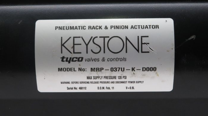 NEW KEYSTONE MRP-037U-K-D000 RACK AND PINION ACUATOR MRP037UKD000 - Image 3