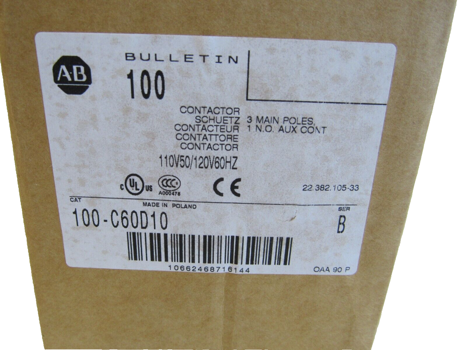 ALLEN BRADLEY 100-C60D10 CONTACTOR SER. B 100C60D10 NEW, SURPLUS - Image 3