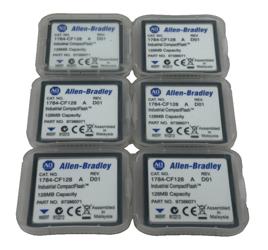 LOT OF 6 NEW ALLEN BRADLEY 1784-CF128 INDUSTRIAL COMPACTFLASH CARDS SER. A
