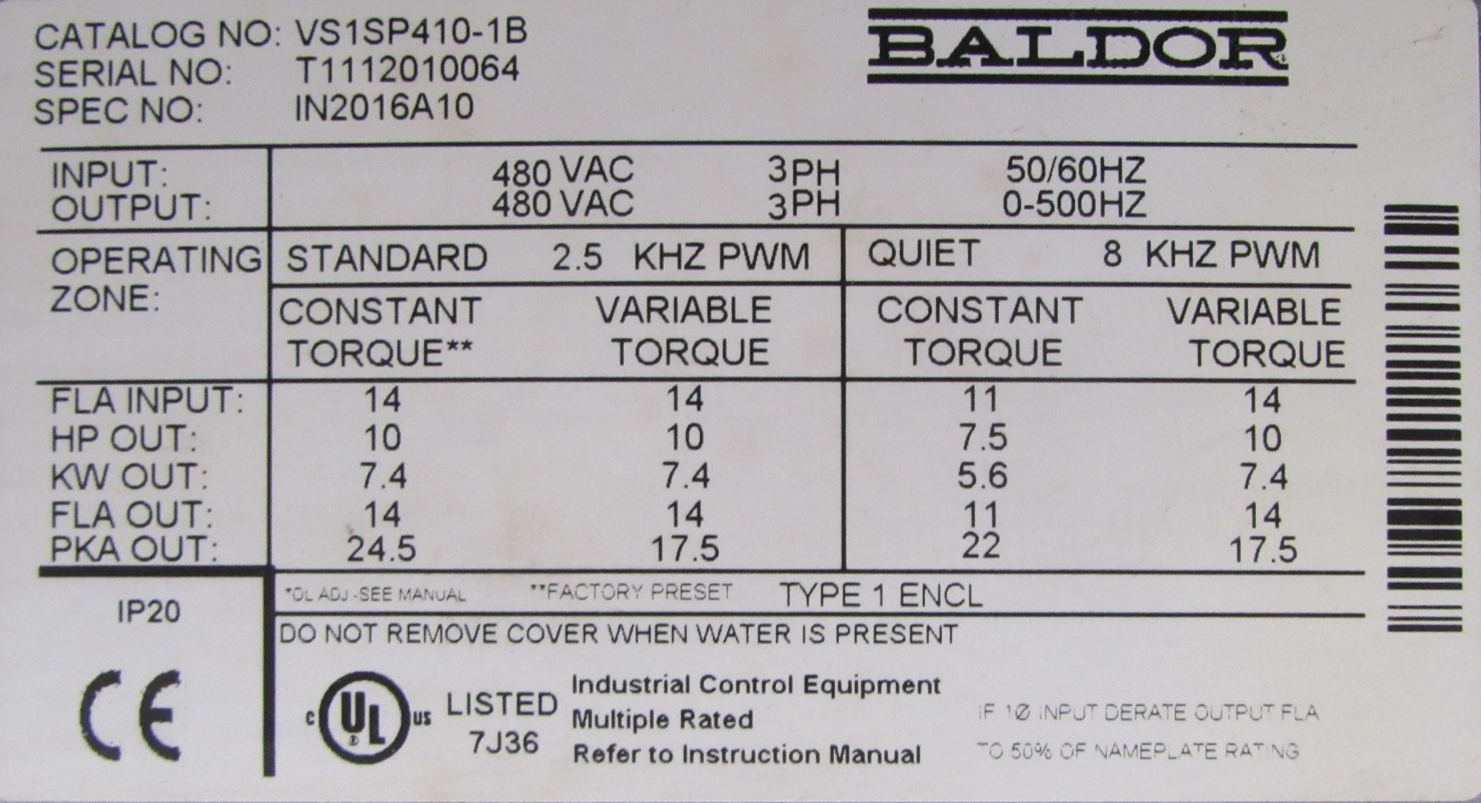 NEW BALDOR VS1SP410-1B AC INVERTER DRIVE VS1SP4101B - Image 5