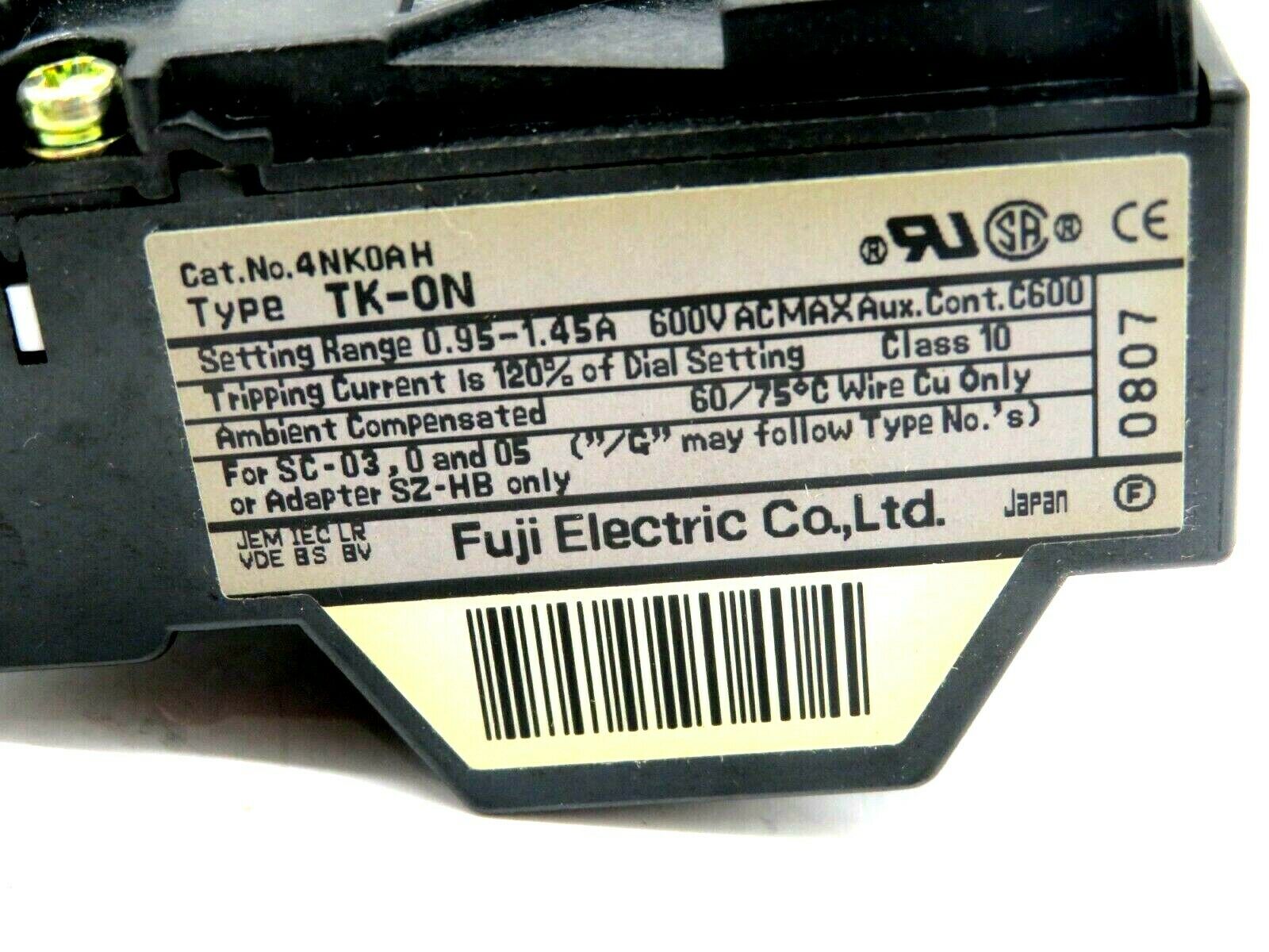 NEW FUJI ELECTRIC 4NK-0AH THERMAL OVERLOAD RELAY TK-0N 4NK0AH - Image 3