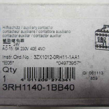 NEW SIEMENS 3RH1140-1BB40 CONTACTOR 3RH11401BB40